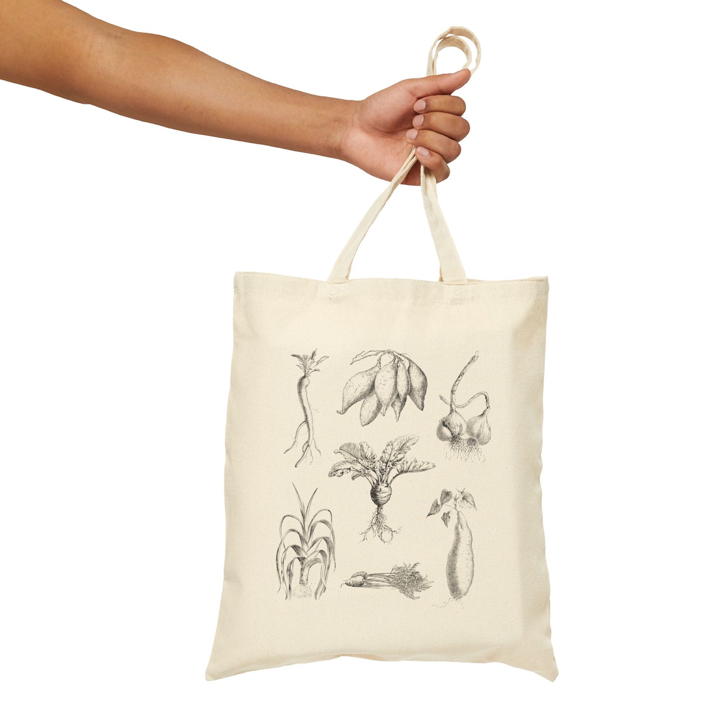 Cotton Canvas Tote Bag - Root Vegetables