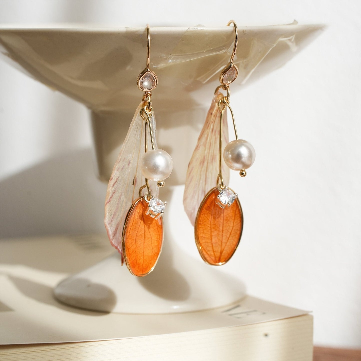 Preserved Alstroemeria Petal Earrings — "Fairy Wings"