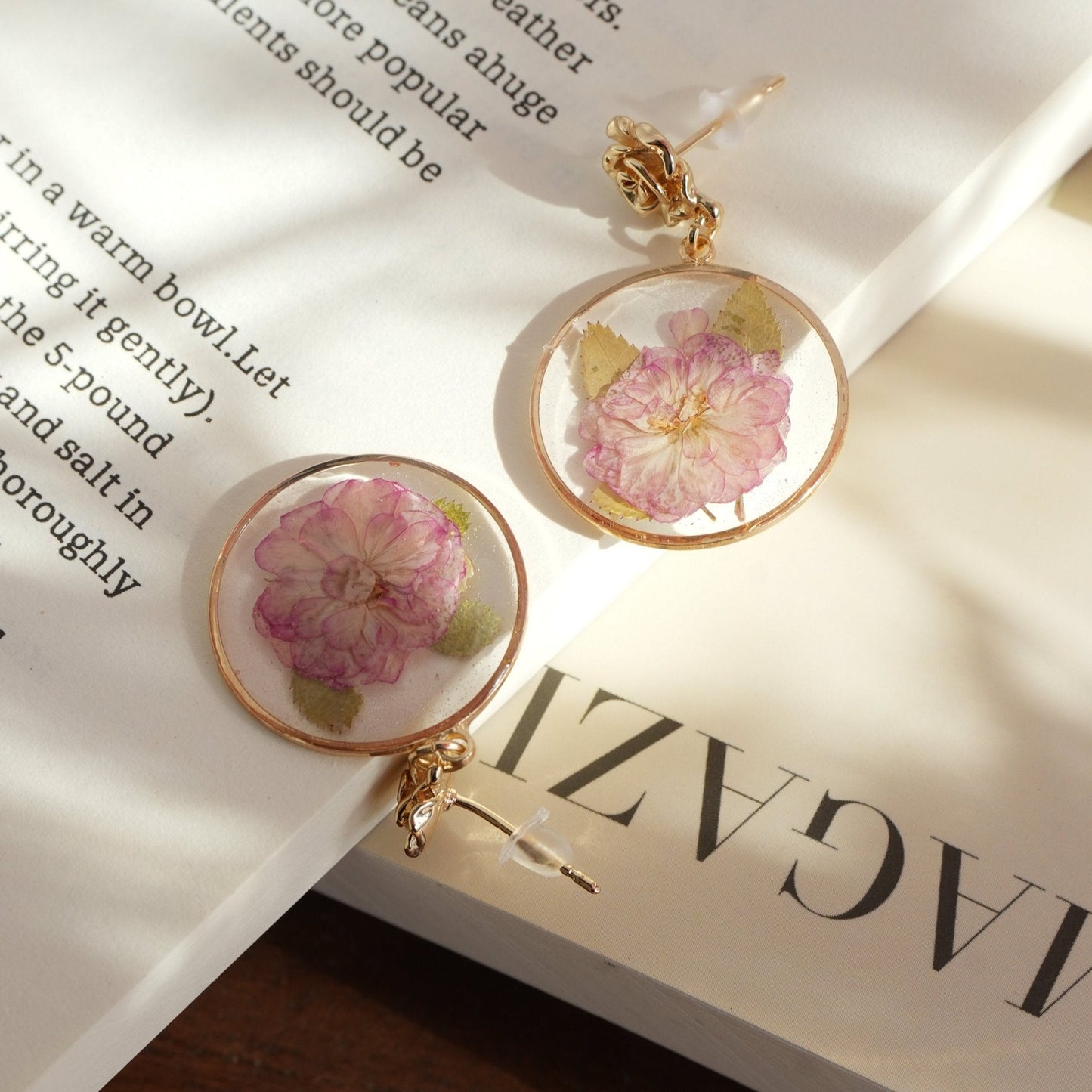 Pressed Cherry Blossom Earrings — "Sakura Dream"