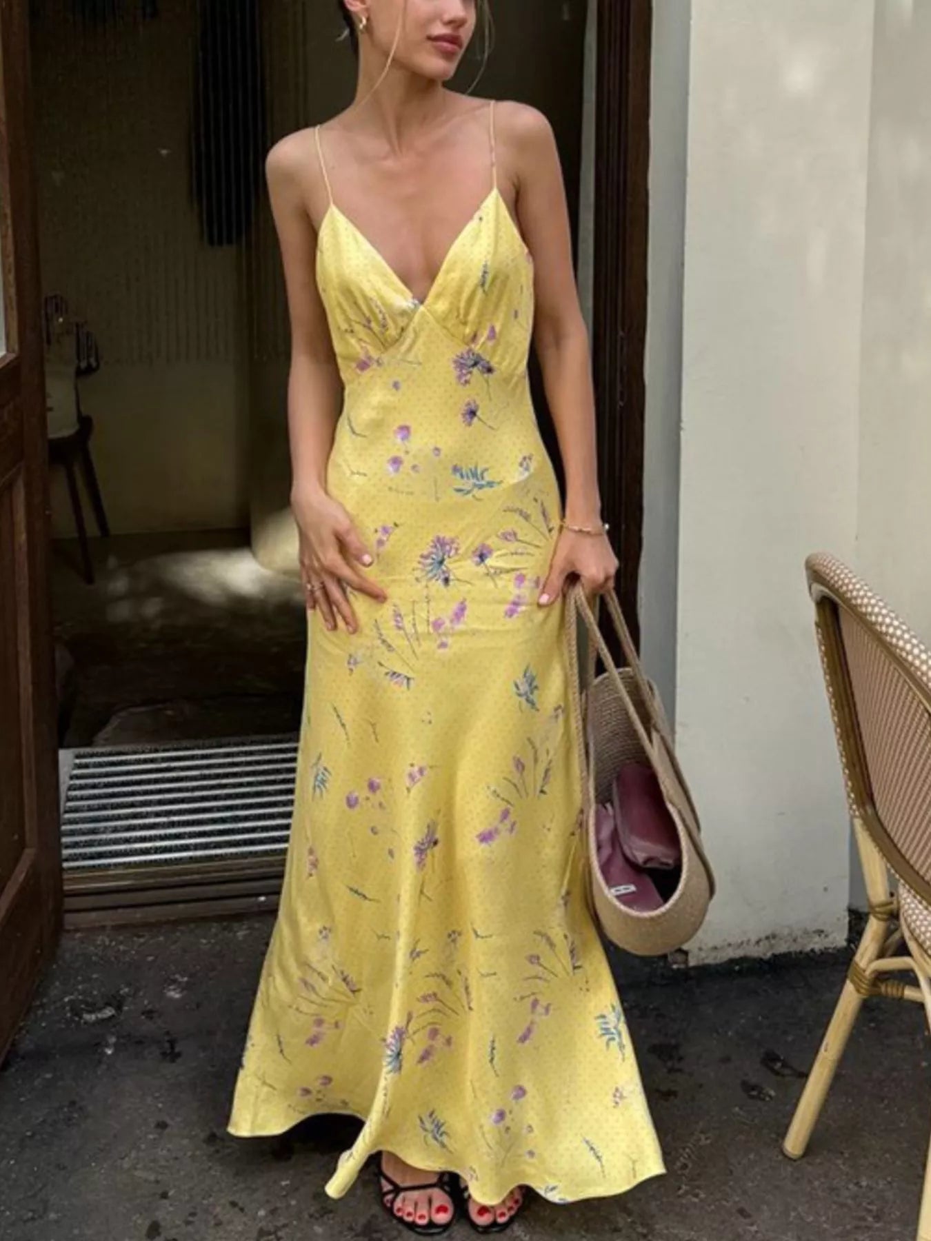 Antheia dress in a sunny yellow floral print