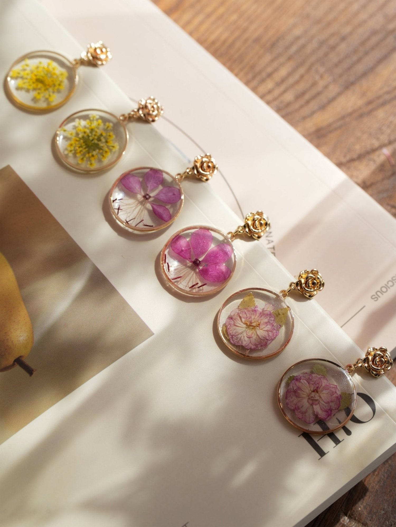 Pressed flower earring sets with real botanical specimens