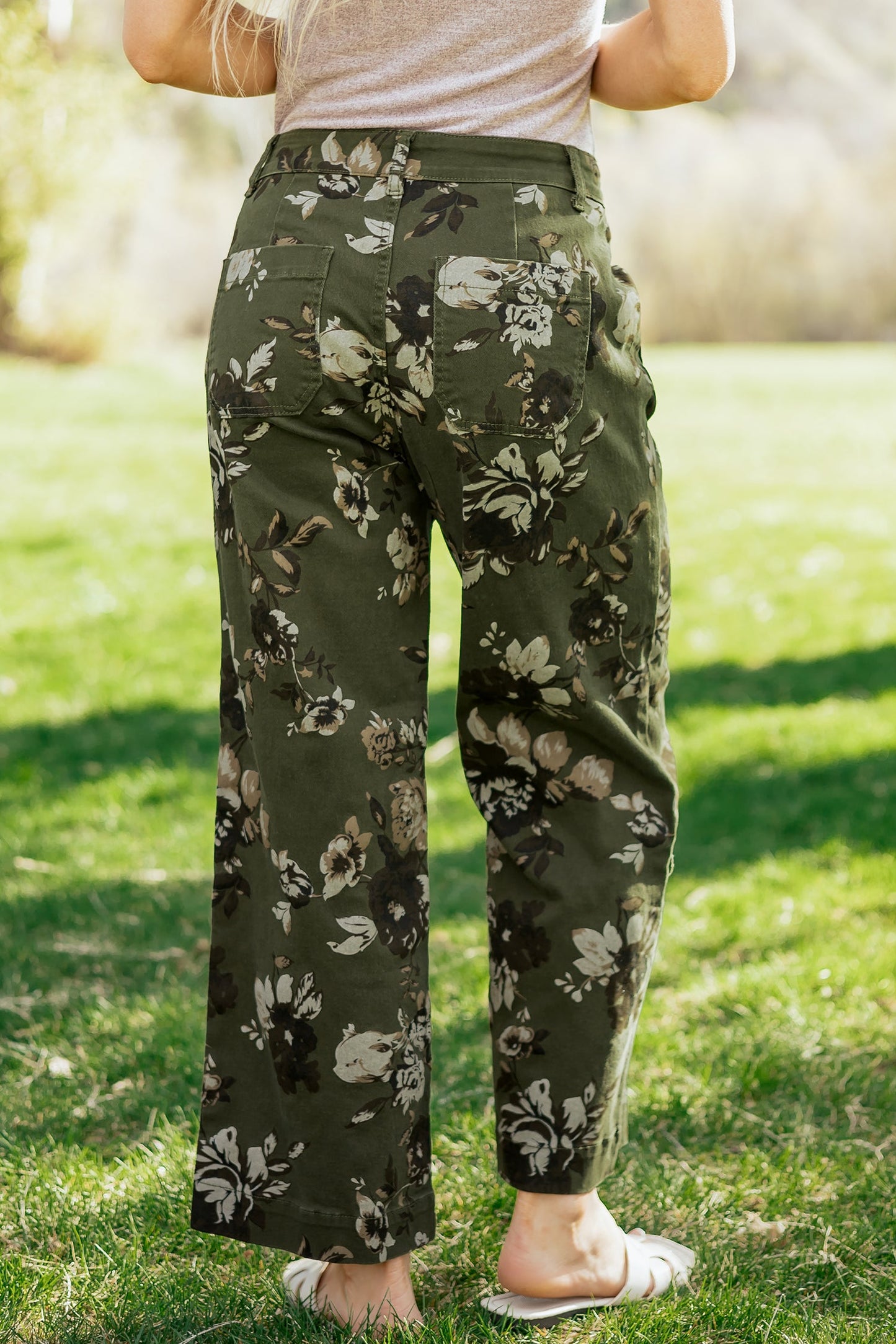 Floral Denim Straight Leg Jeans