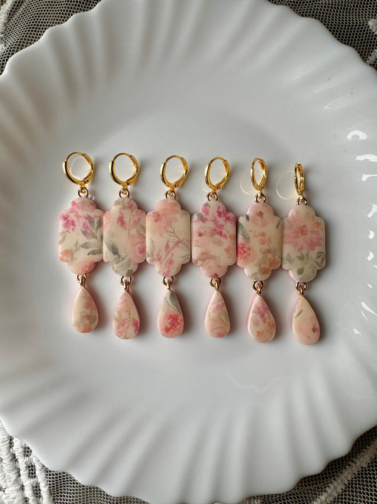 Delilah Polymer Clay Earrings — Peachy Floral
