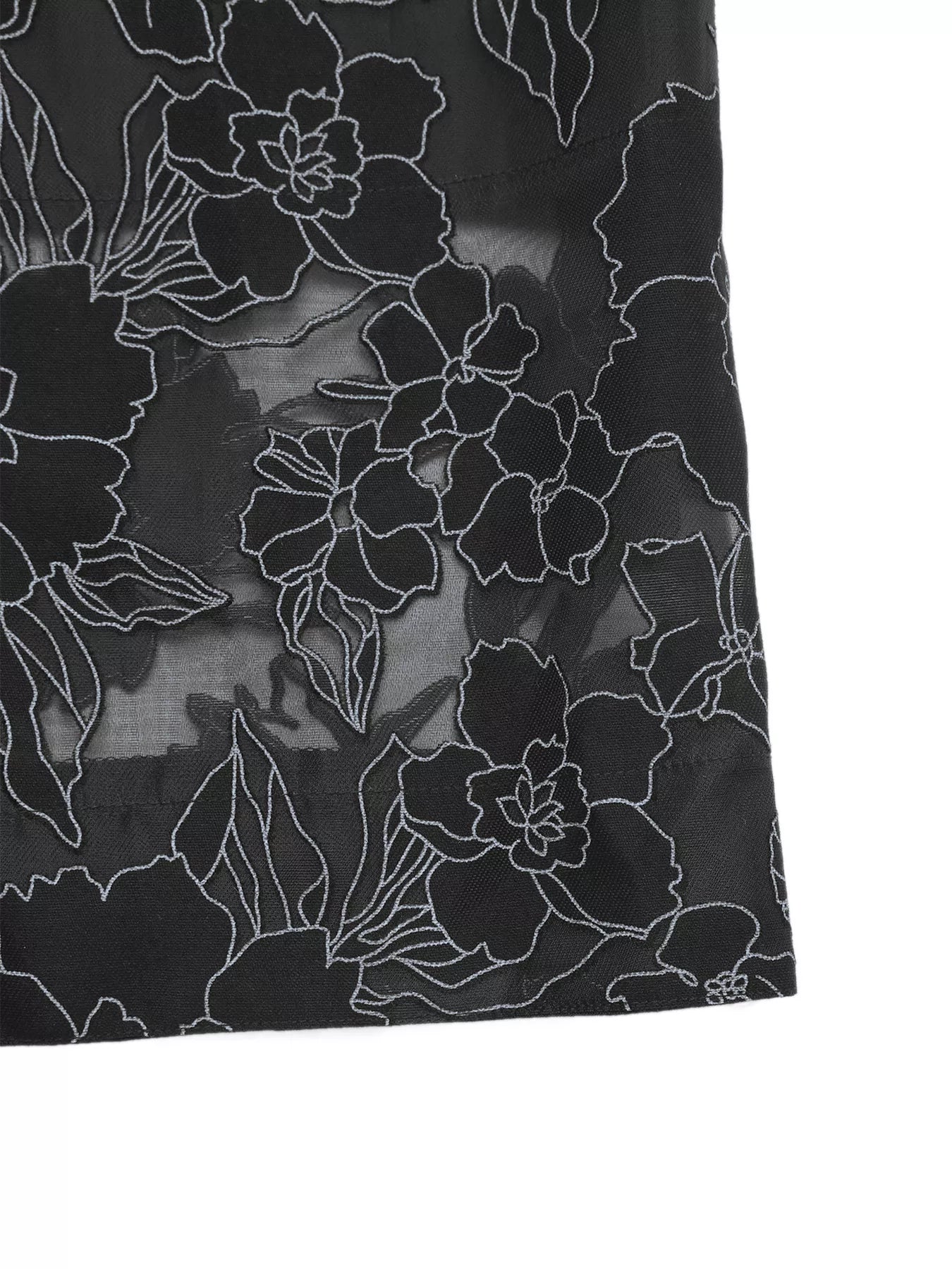 Floral Wide Leg Pants with Lace Hem
