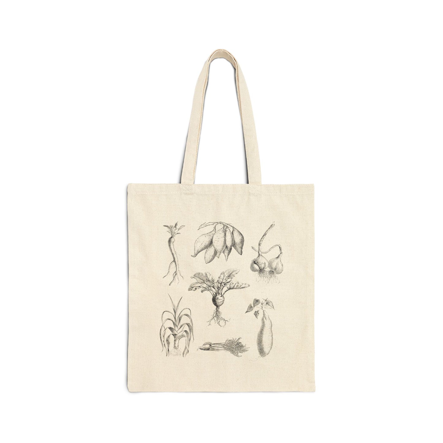 Cotton Canvas Tote Bag - Root Vegetables