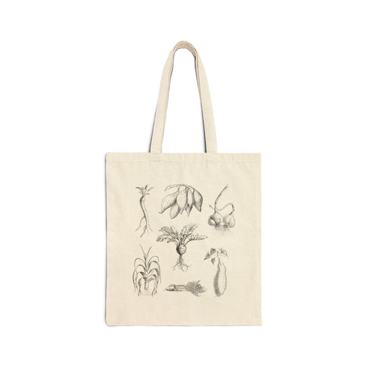 Cotton Canvas Tote Bag - Root Vegetables