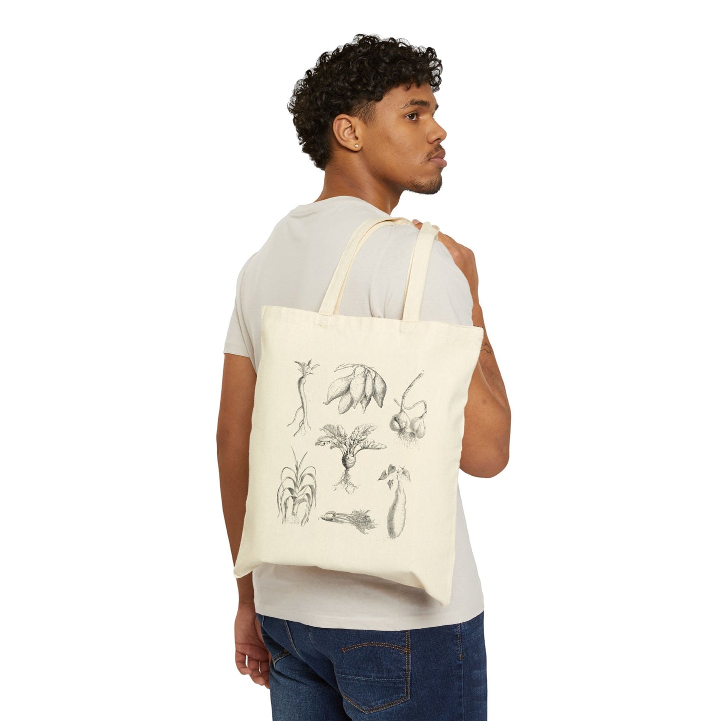 Cotton Canvas Tote Bag - Root Vegetables