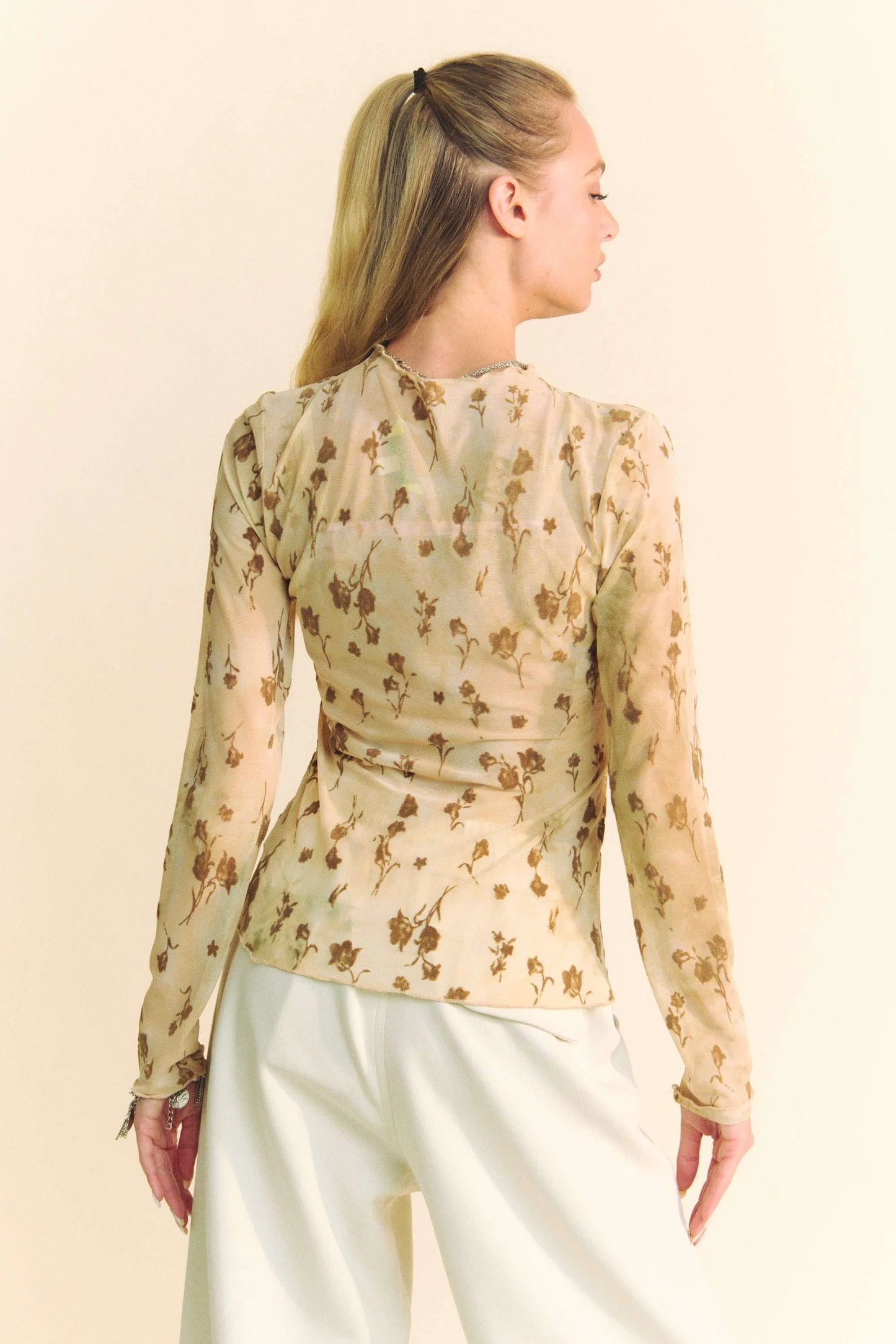 Floral Chiffon Balloon Sleeve Layering Top