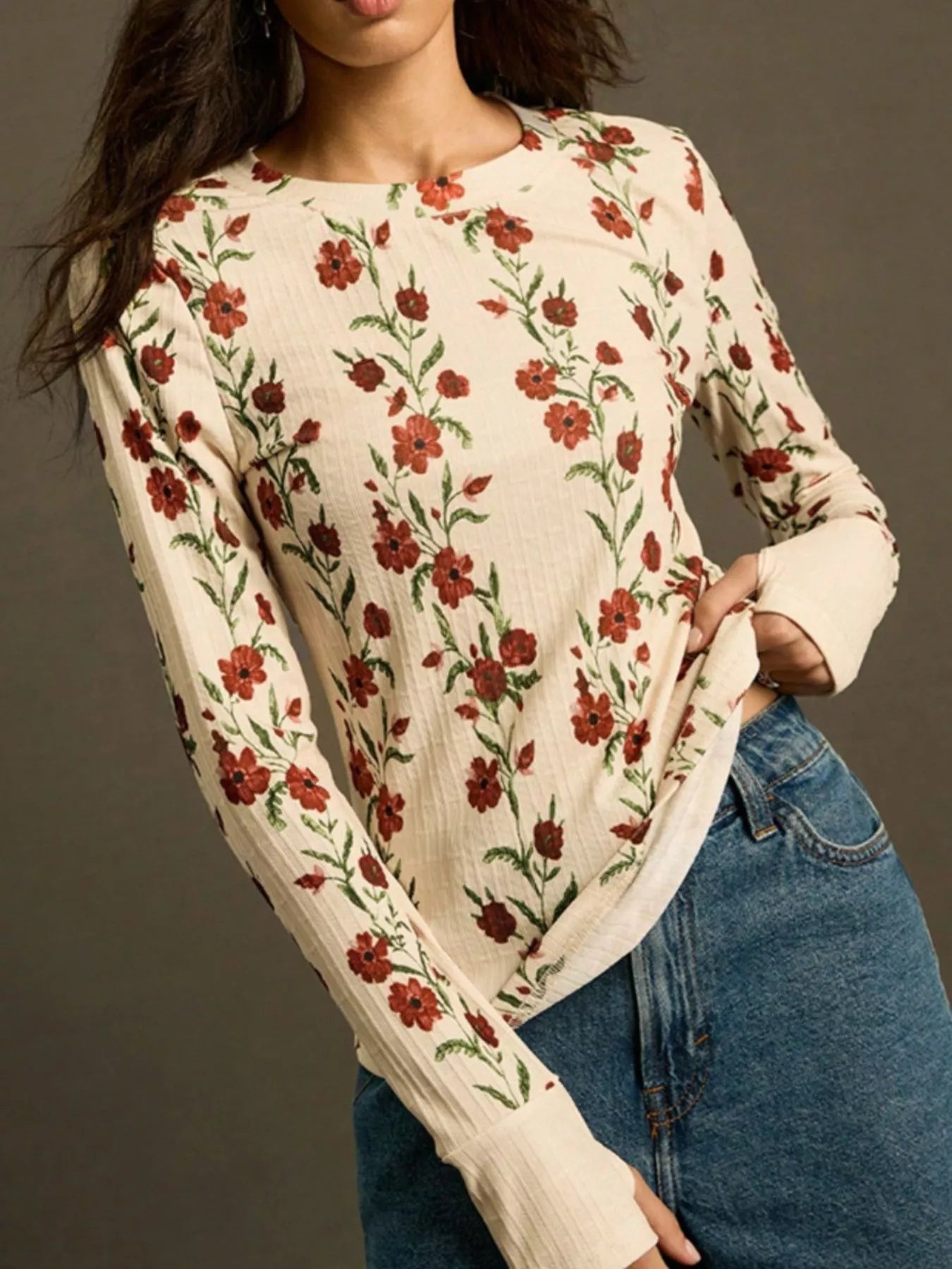 Floral Print Long Sleeve Top