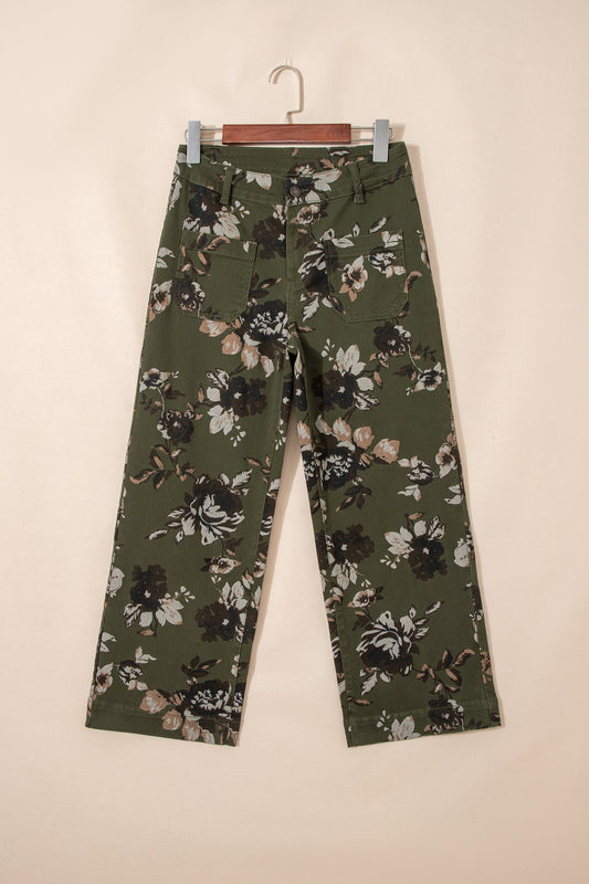 Floral Denim Straight Leg Jeans
