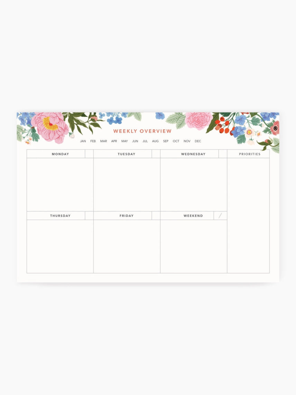Botanical Weekly Overview Notepad