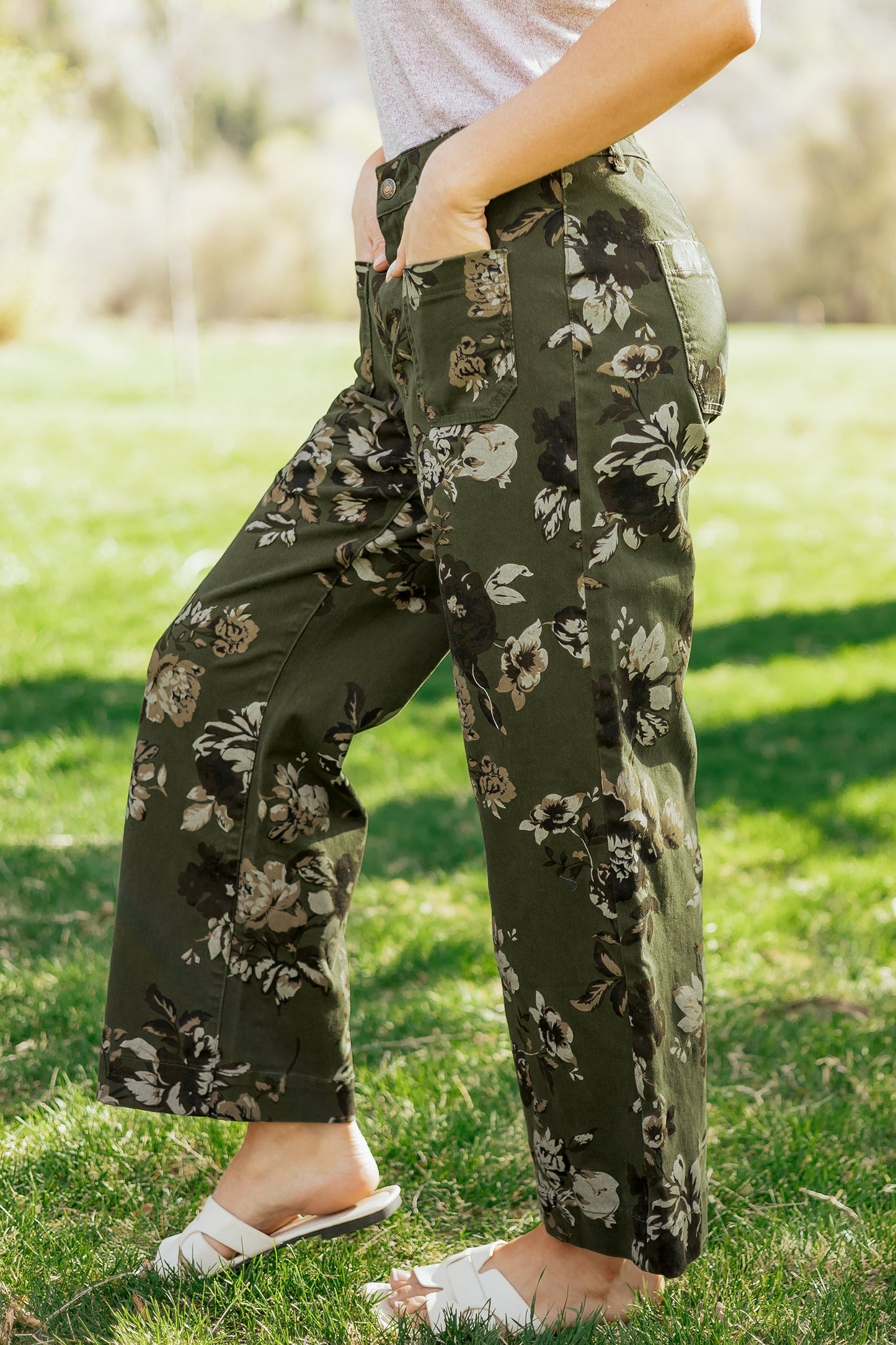 Floral Denim Straight Leg Jeans