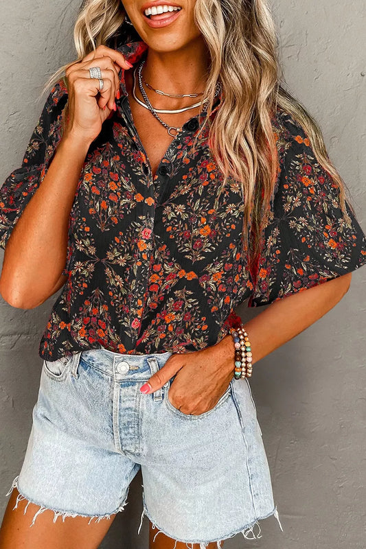 Vintage Floral Button-Down Shirt