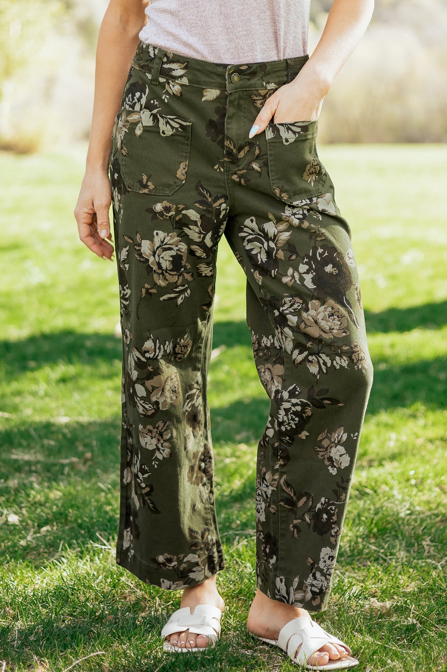 Floral Denim Straight Leg Jeans