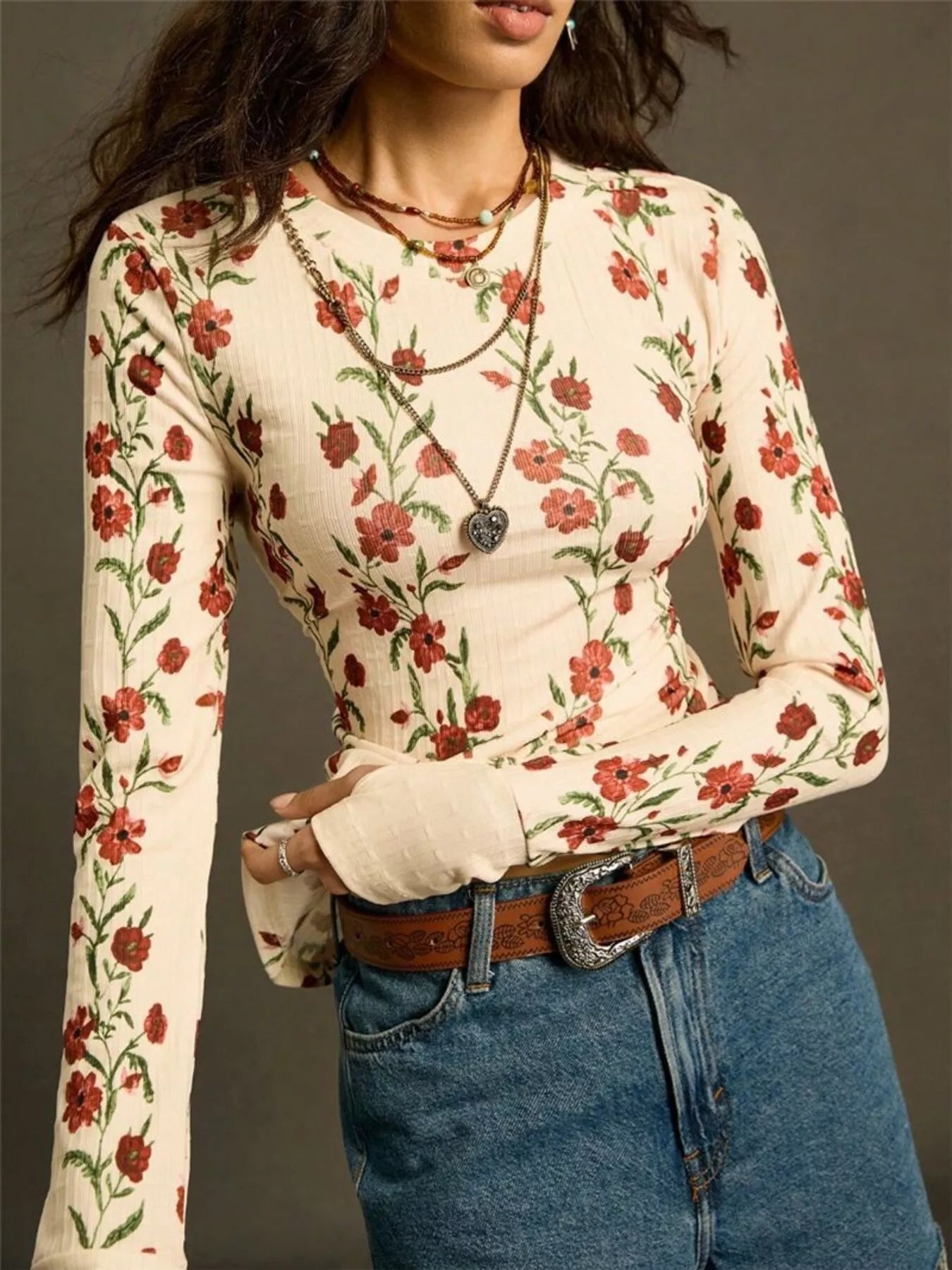 Floral Print Long Sleeve Top