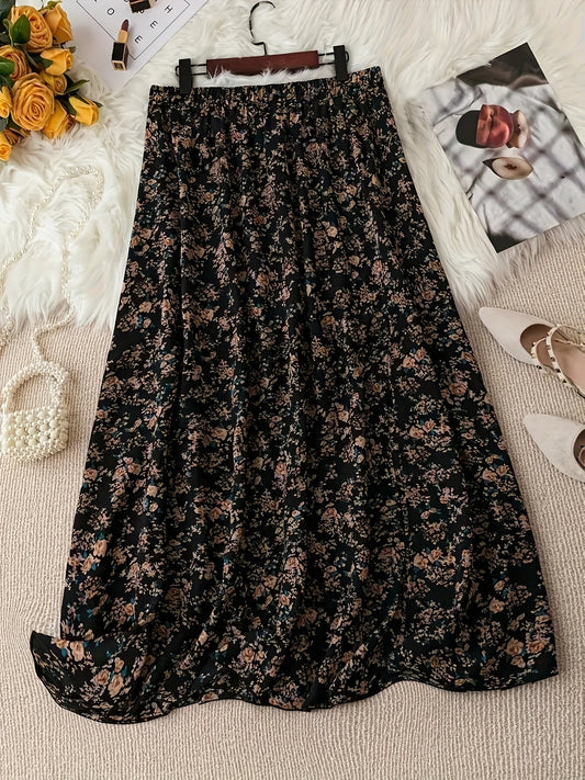 Floral Pleated A-Line Skirt