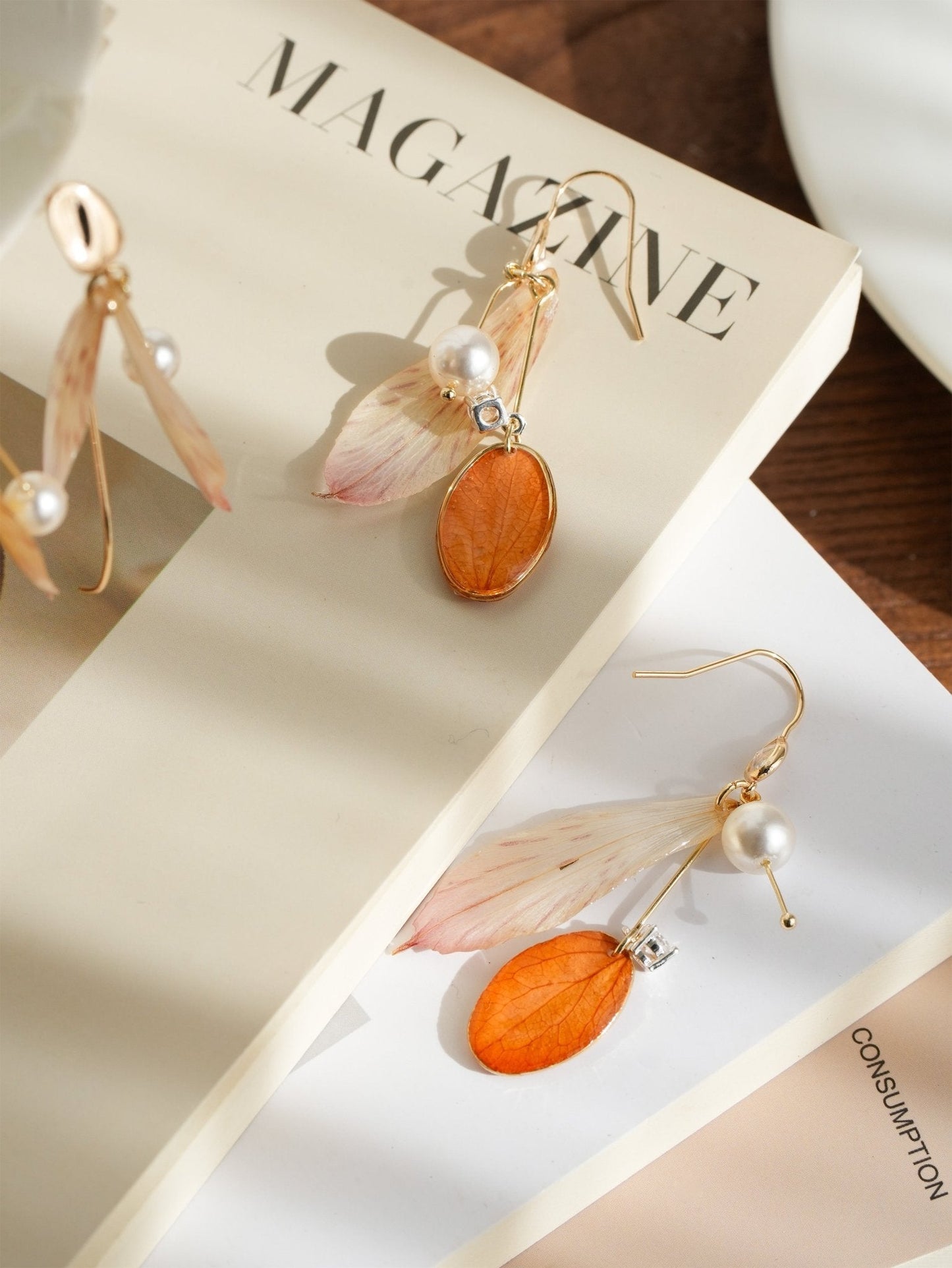 Preserved Alstroemeria Petal Earrings — "Fairy Wings"