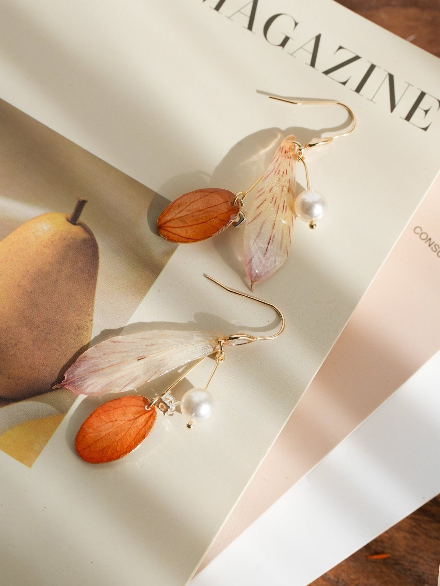 Preserved Alstroemeria Petal Earrings — "Fairy Wings"