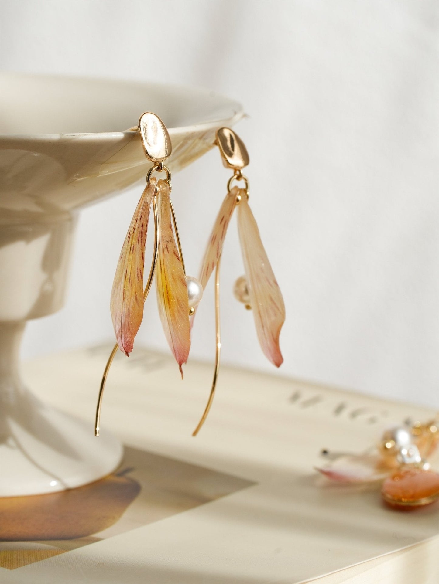 Preserved Alstroemeria Petal Earrings — "Fairy Wings"
