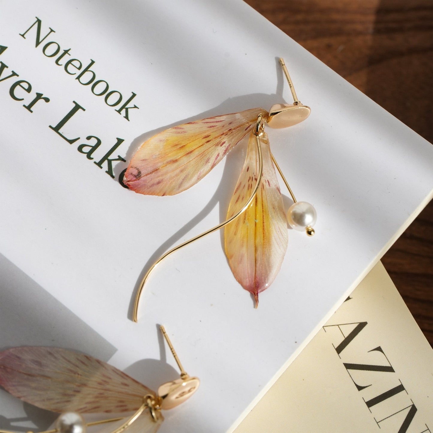 Preserved Alstroemeria Petal Earrings — "Fairy Wings"