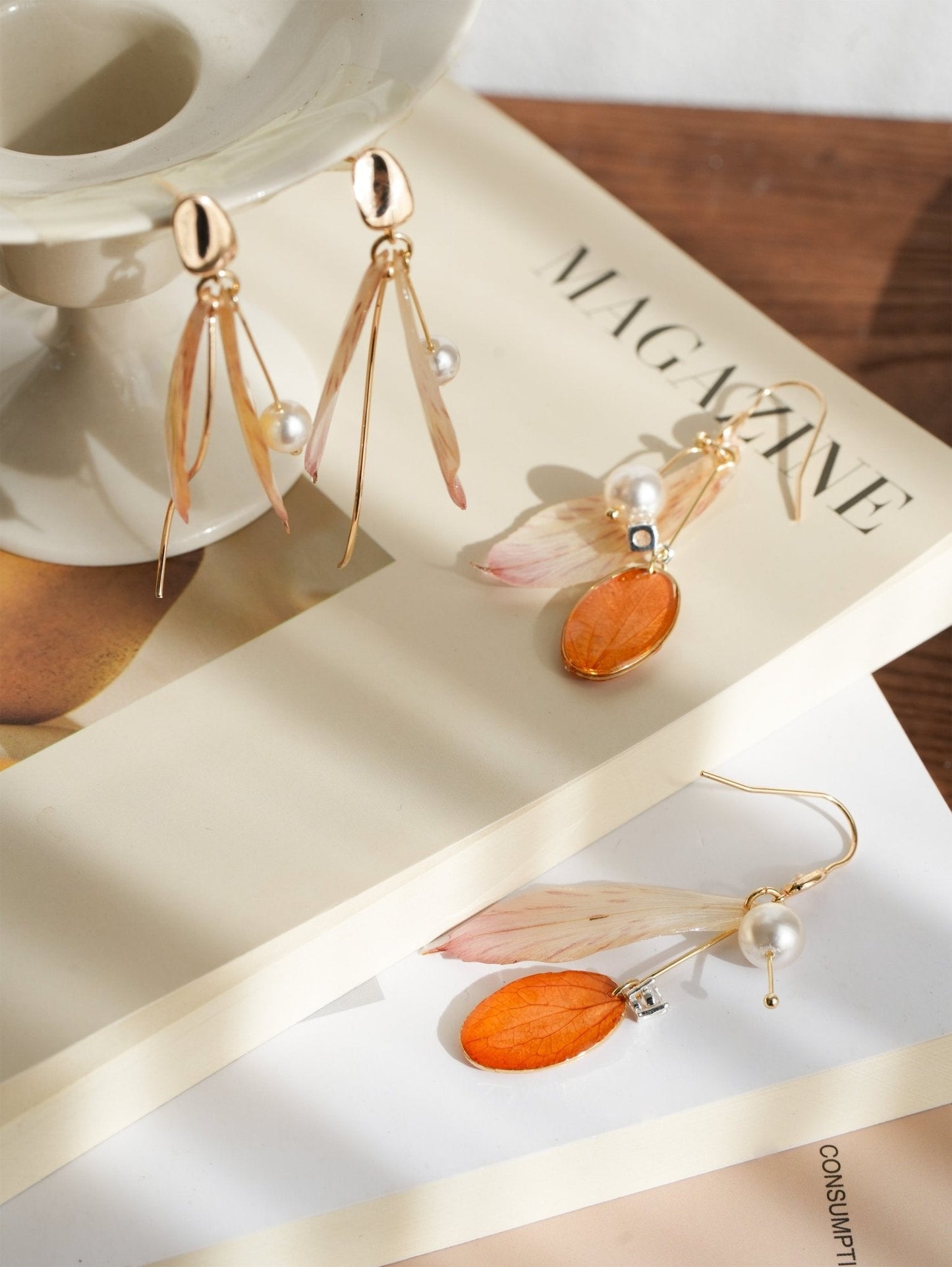 Preserved Alstroemeria Petal Earrings — "Fairy Wings"