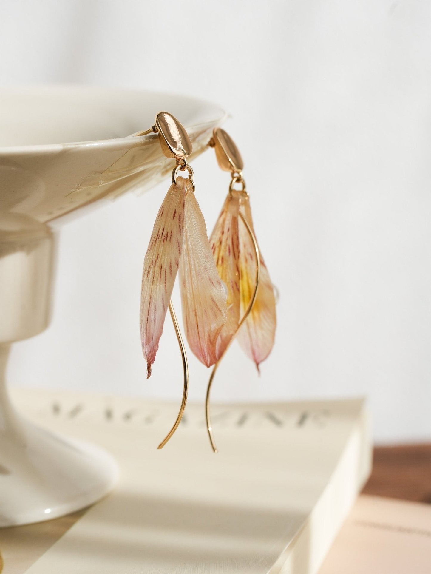 Preserved Alstroemeria Petal Earrings — "Fairy Wings"