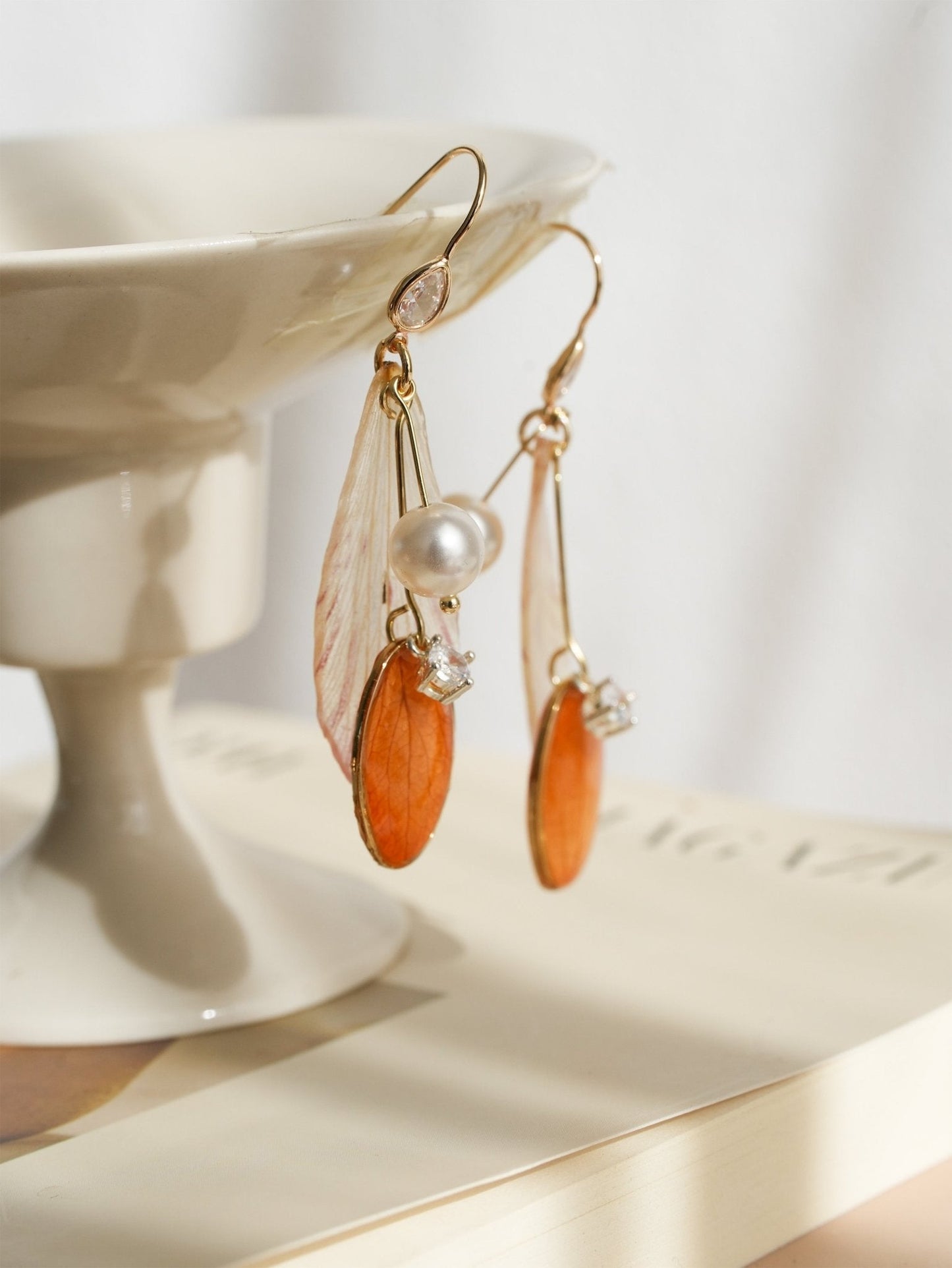 Preserved Alstroemeria Petal Earrings — "Fairy Wings"