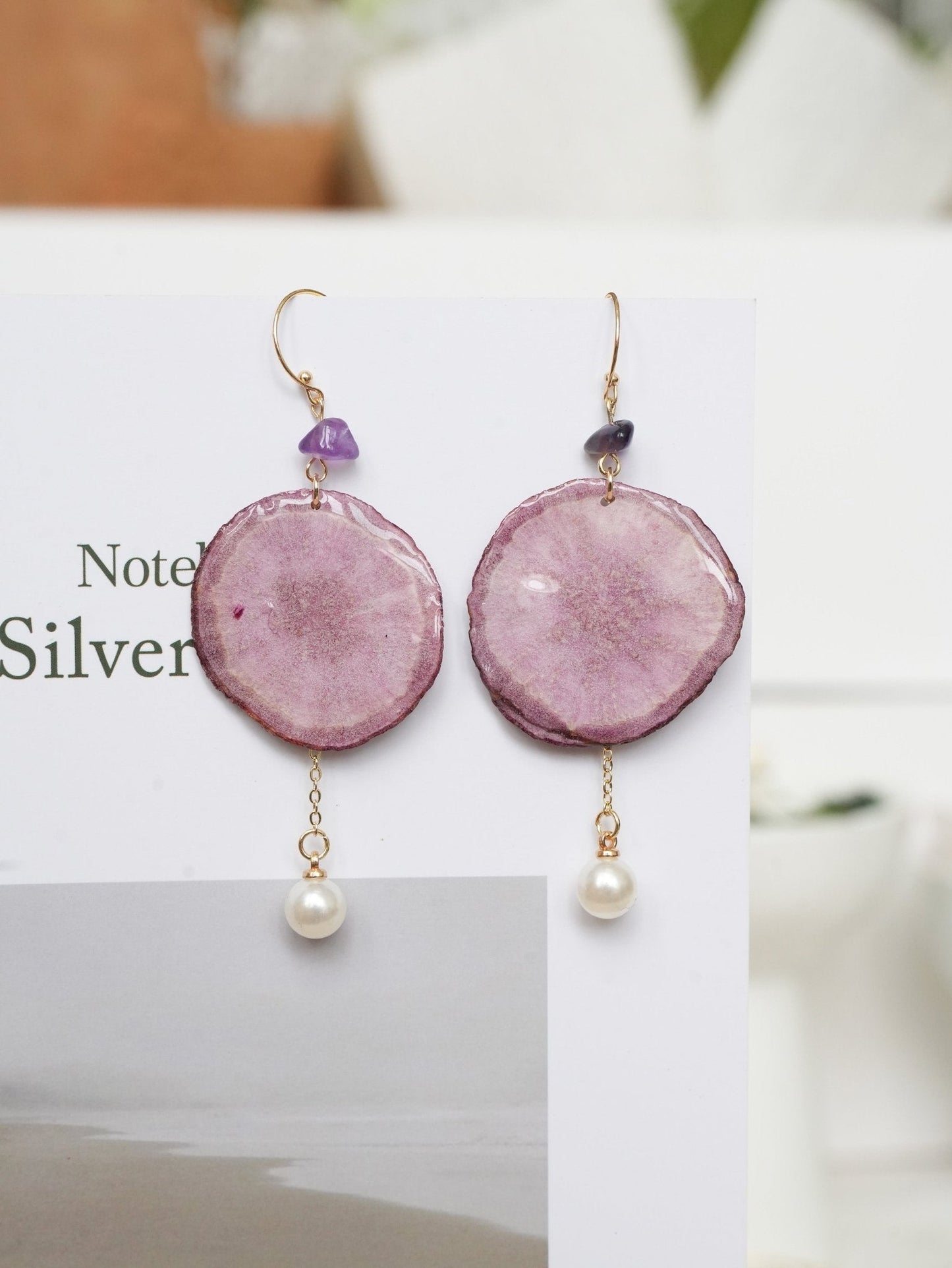 Real Carrot & Purple Sweet Potato Slice Earrings - "Harvest Gem" Vegetable Resin Jewelry