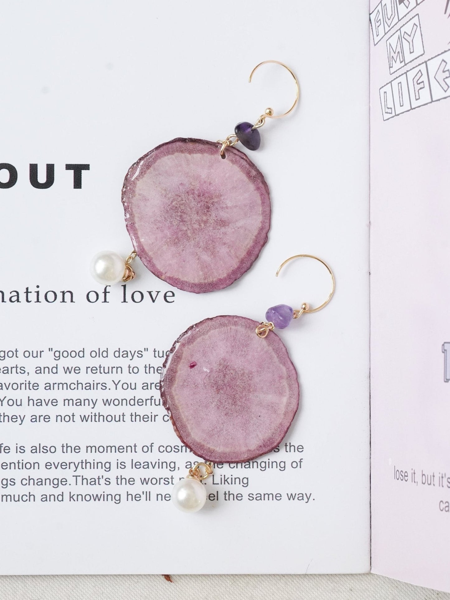 Real Carrot & Purple Sweet Potato Slice Earrings - "Harvest Gem" Vegetable Resin Jewelry
