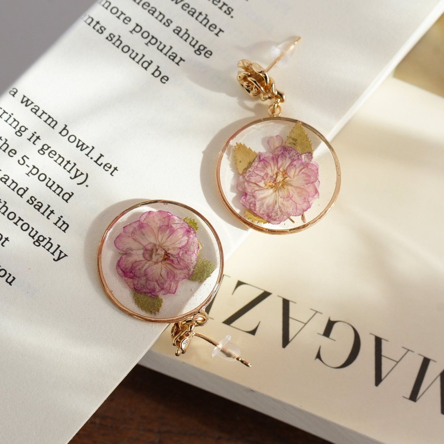 Pressed Cherry Blossom Earrings — "Sakura Dream"