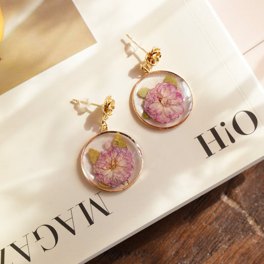 Pressed Cherry Blossom Earrings — "Sakura Dream"