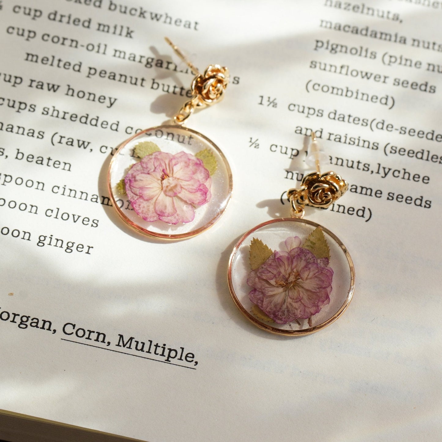 Pressed Cherry Blossom Earrings — "Sakura Dream"