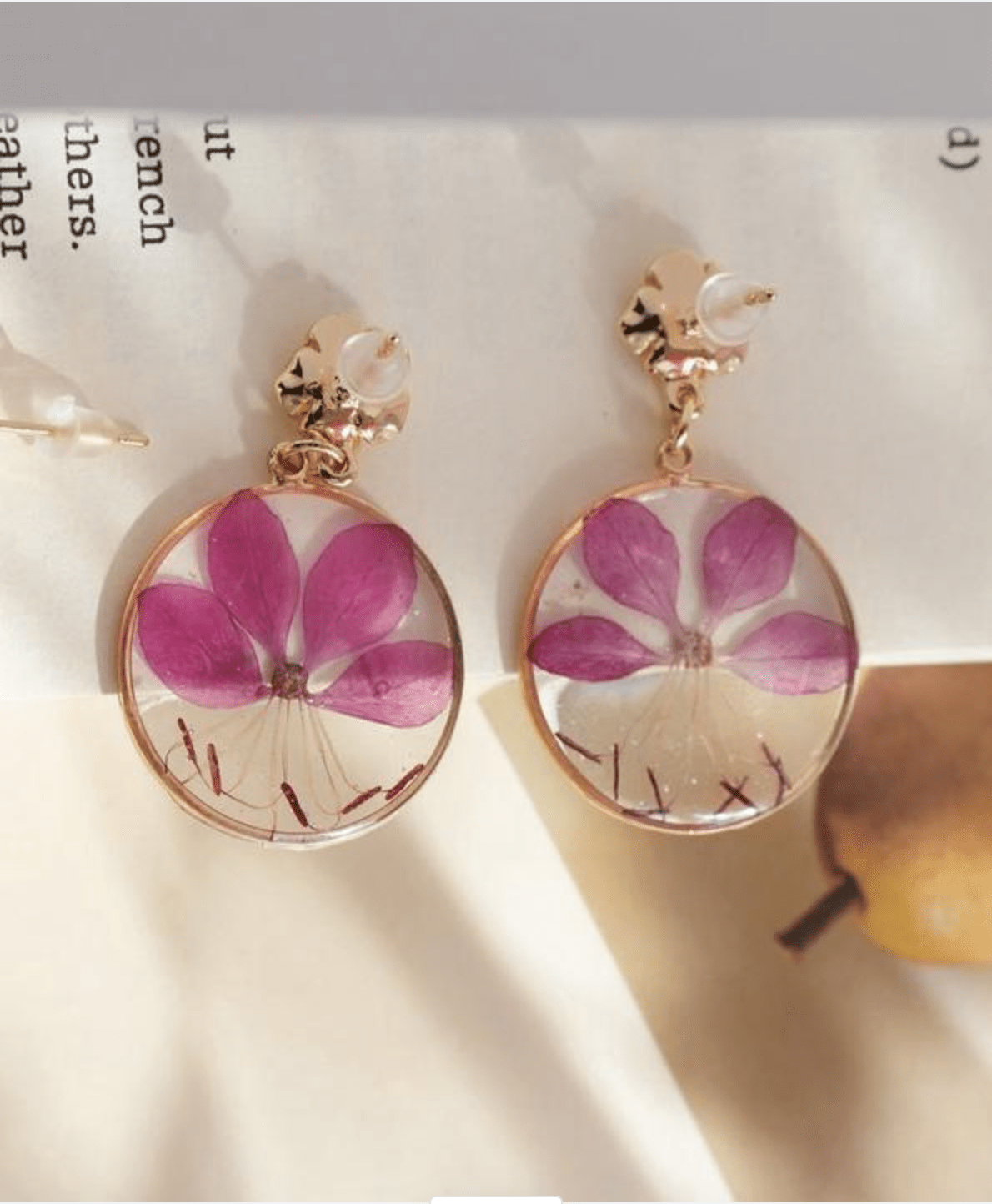 Pressed Purple Azalea Earrings — "Dancing Bloom"